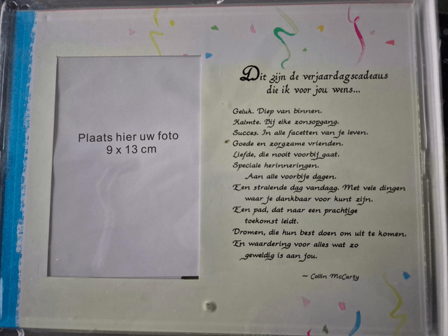 Fotolijstje Dit zijn de verjaardagscadeaus die ik jou wens