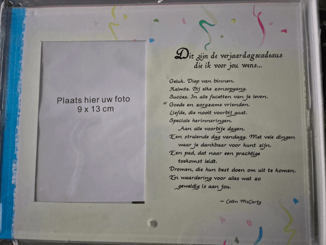 Fotolijstje Dit zijn de verjaardagscadeaus die ik jou wens